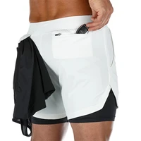 2021 new mens running shorts mens 2 in 1 sports shorts male double deck quick drying sports men shorts jogging gym shorts men