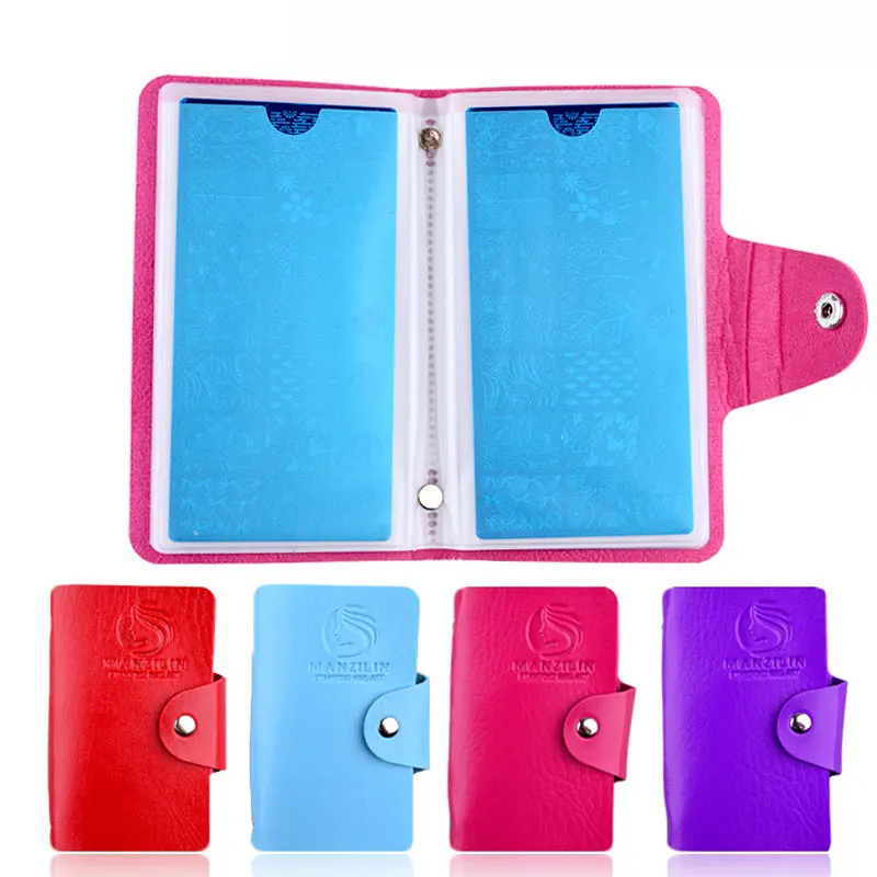 

24 Slots Nail Stamping Plate Package Rectangle Nail Holder Storage Supplies PU Leather Cases Durable Empty Organizer Bag