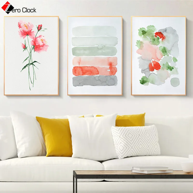 Акварель цветок настенная живопись холст абстрактный стиль растение