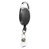 Black Retractable Pull Key Ring Badge Lanyard Name Tag Card Holder Recoil Reel Belt Clip Metal Housing Plastic Covers