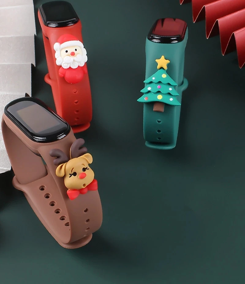 Christmas Decorations Bracelet For Xiaomi Mi Band 6 5 4 Silicone cartoon strap for Mi band 3 4 5 replacement Sports Wristband