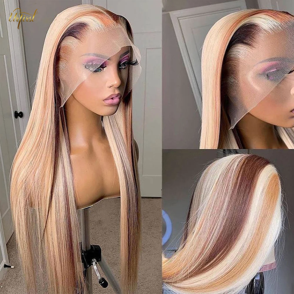 Honey Blonde Lace Front Wigs Ombre Brown Blonde Wig Colored Human Hair Wigs for Women 613 Lace Frontal Wig 13x4 Lace Frontal Wig