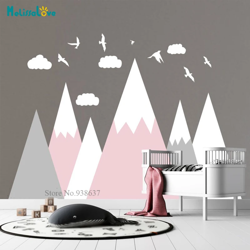 Мультяшные горы Переводные картинки лесные настенные Стикеры домашний декор для