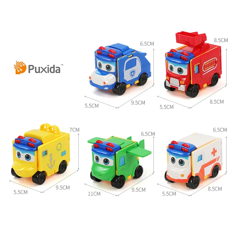 

School Bus Crane Reverse Toy Car Robot Super Deformation Set Children's Toy Puzzle