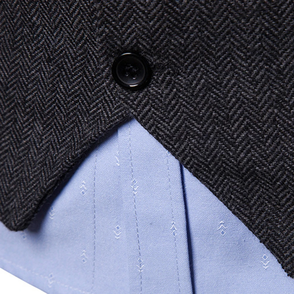 

Men Sleeveless V Neck Single-breasted Herringbone Gilet Business Suit Waistcoat for business, formal party, prom, banquet