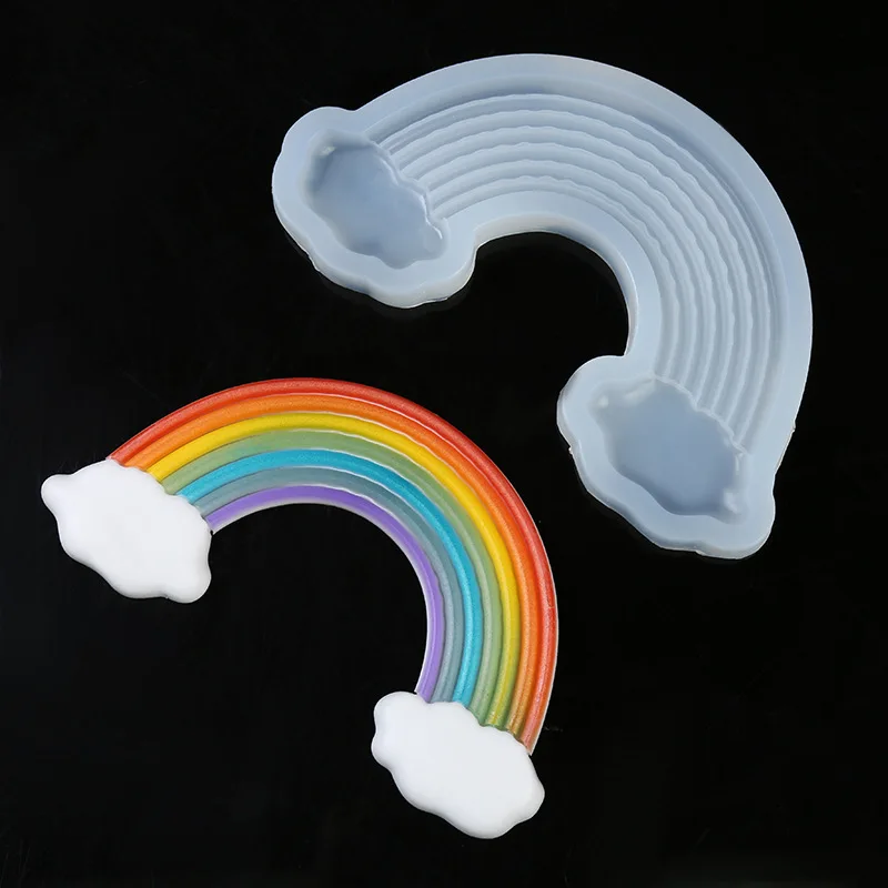 

1Pcs Epoxy Resin Mold Baking Cake Decoration Cloud Rainbow DIY Mirror Decoration Silicone Mold For Handmade Crafts Making Tool