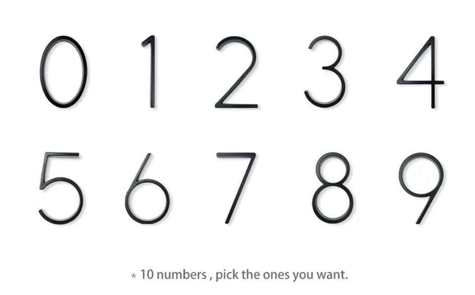 12cm Big 3D Modern House Number Door Home Address Numbers for House Number Digital Door Outdoor Sign Plates 5 Inch.#1 Black