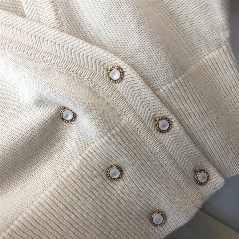 

Korean Elegant Vintage Knitted Cardigans Tops Women 2020 Autumn Double-breasted V-neck Long Sleeve High Waist Tops Jumpers Femme