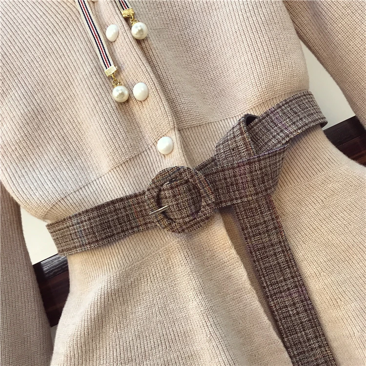 Винтажный клетчатый вязаный кардиган комплект из двух предметов женский