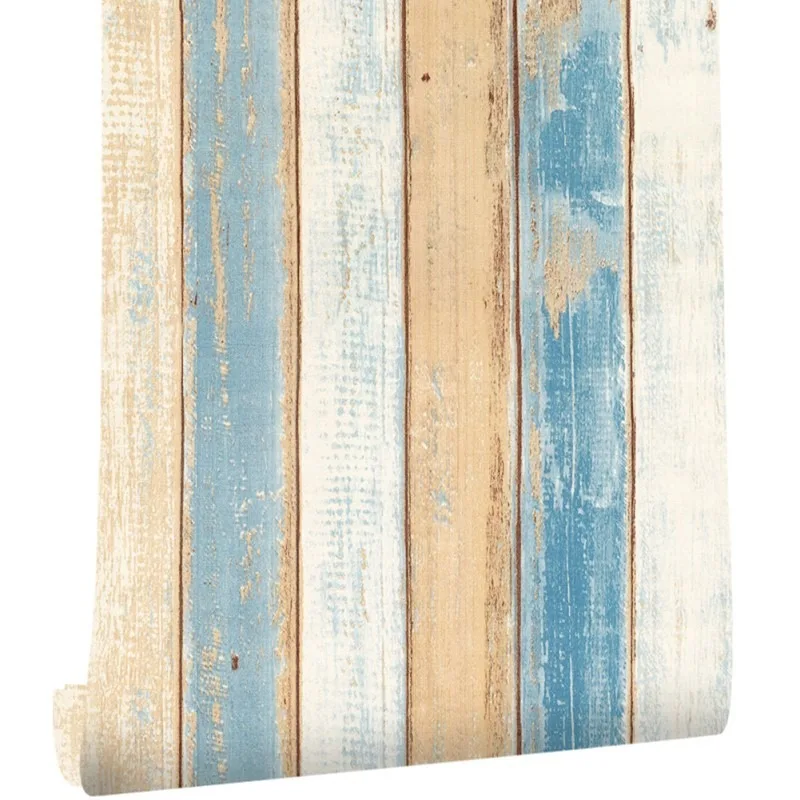 

Wood Grain Wallpaper Peel and Stick Decoration for Living Room Mediterranean Waterproof Stickers PVC 3D Home Wall Paper