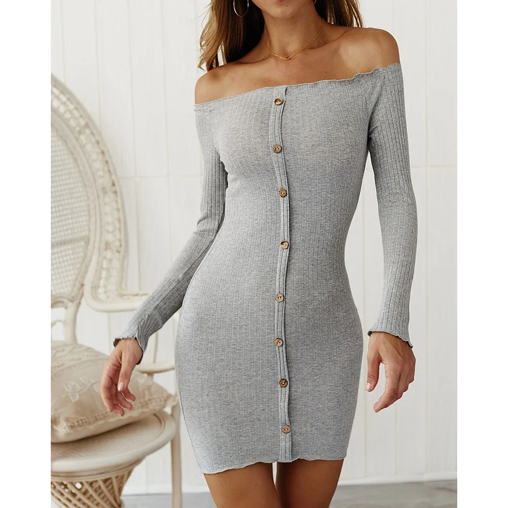

New Spot Autumn Winter Cotton Sexy Strapless Hip Pit Dress Women