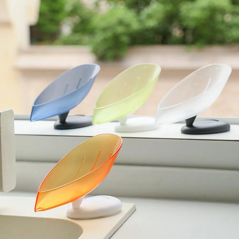 

Multipurpose Leaf Shaped Soap Holder Drainage Dish Punch-Free Rotatable Suction Cup Soap Box Storage Household