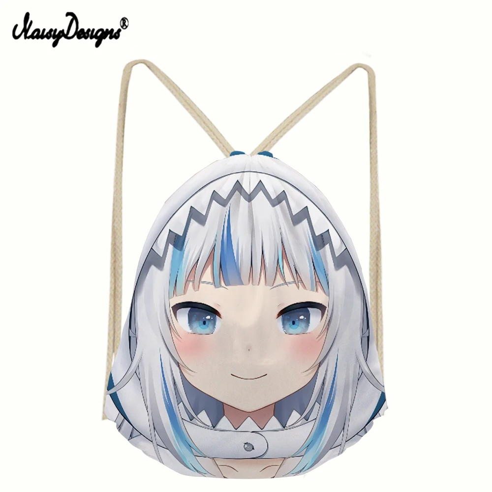 

Noisydesigns 2021 Shark Girl Print Drawstring Bags Cute Girls School Bags Drawstring Bag Sports Shoes Dance Bag Travel Storage