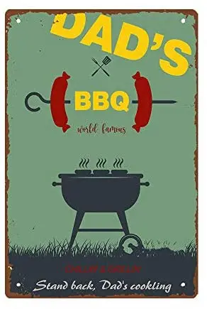 

Vintage Funny Tin Sign Dad's BBQ Poster Plaque Metal Sign Wall Decor Outdoor Indoor Wall Panel