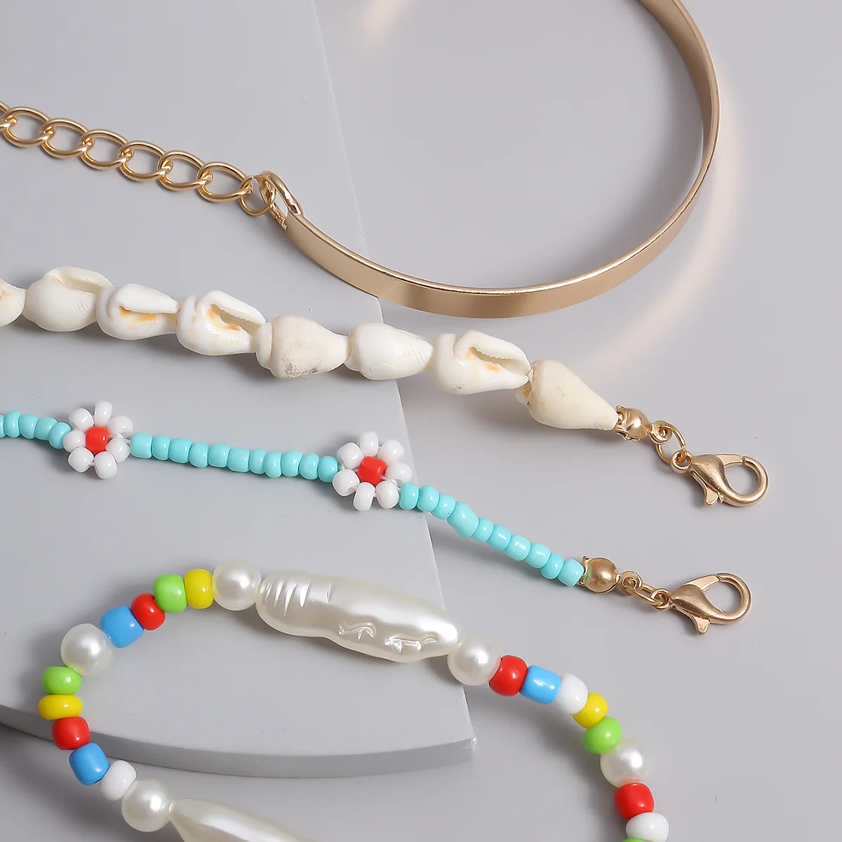 

Bohemian Ethnic Handmade Multicolor Bracelet Bangles Sets For Women Fashion Irregular Pearl Shell Bracelet Couples Boho Jewelry