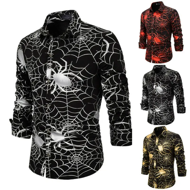 Мужская Повседневная футболка с длинным рукавом и 3D принтом паука на Хэллоуин |