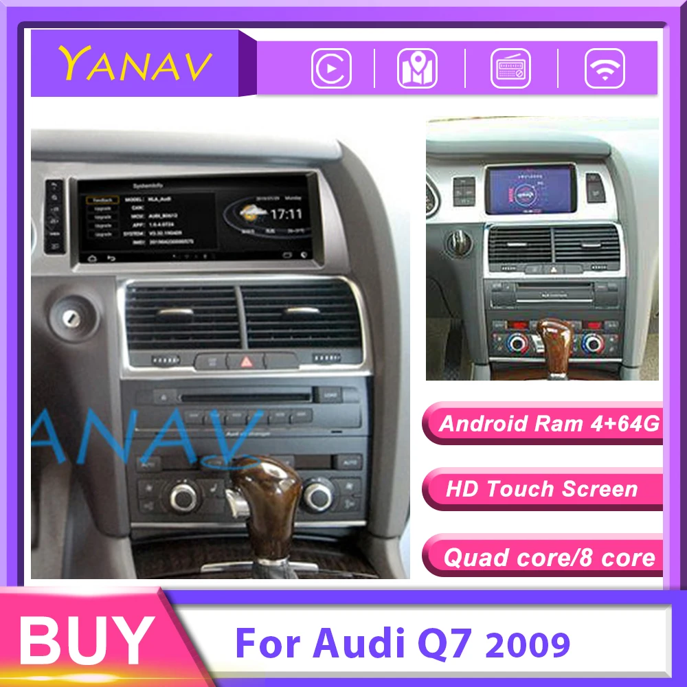 

Автомагнитола Android для-Audi Q7 2009, автомобильное радио, GPS-навигация, Мультимедийный MP3-плеер, магнитофон с большим сенсорным экраном 10,25 дюйма