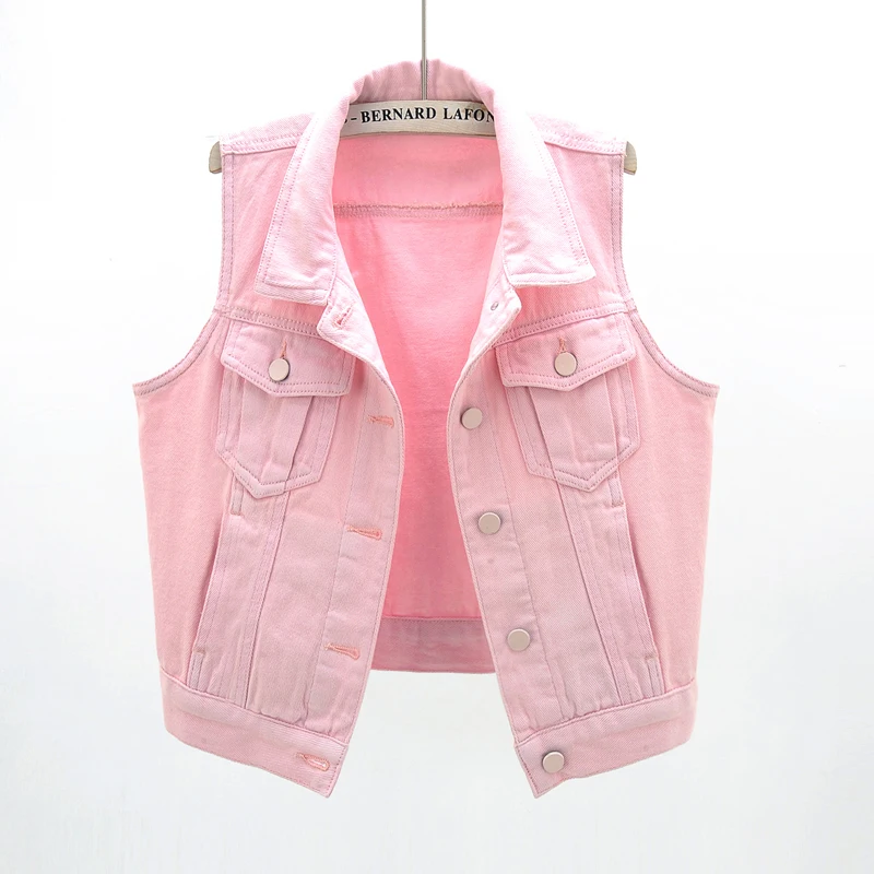 

Sleeveless Women Denim Vest Coat 2020 Spring Autumn new Fashion Slim Jeans Jacket Single-breasted Female Waistcoats Solid Tops