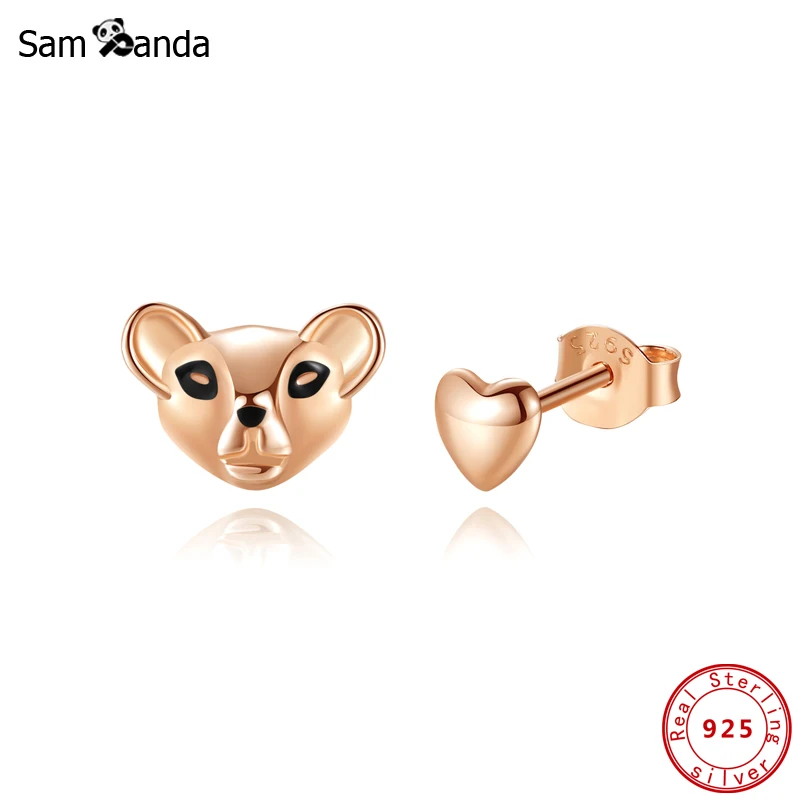 Женские серьги гвоздики из серебра 925 пробы цвета розового