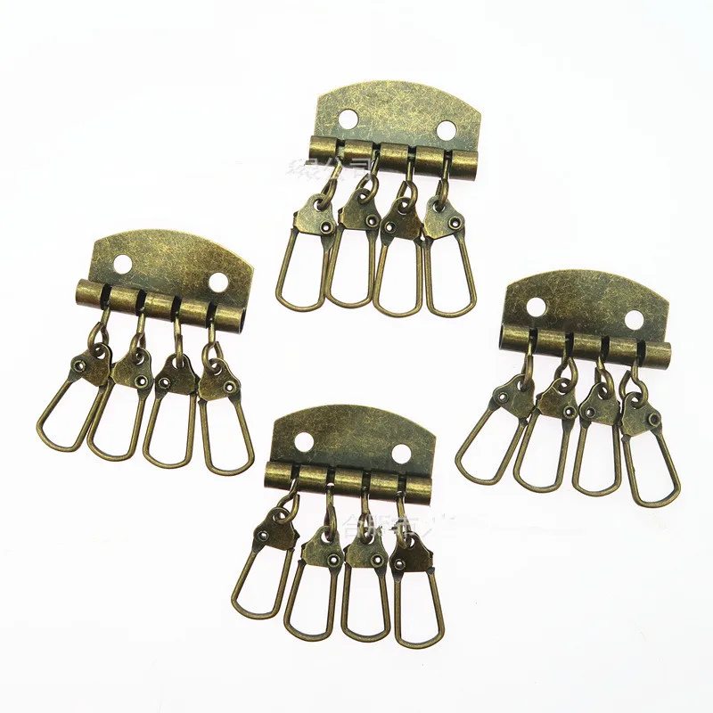 Брелок для ключей крючок медный серебряный зеркальный 4/6 рядов кожаный чистый