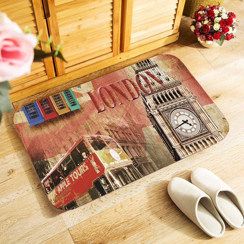 40x60 см наружный входной коврик небольшой площади коврик для спальни кухня Холл коврик антискользящий коврик для двери Ретро Париж Европа живописный
