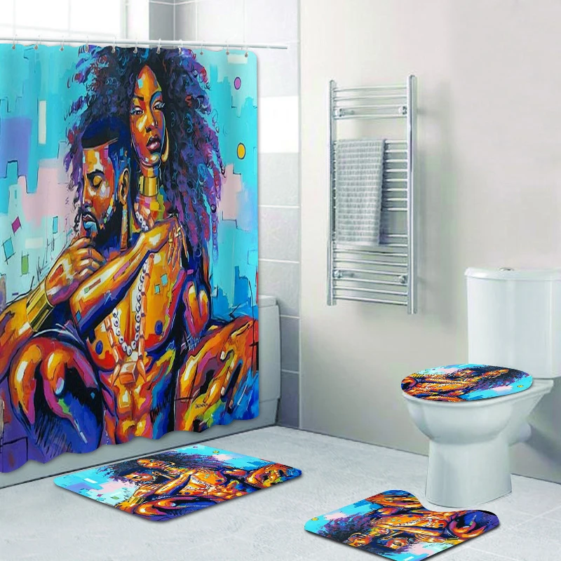 Сексуальная черная занавеска для душа пар африканская американская женская