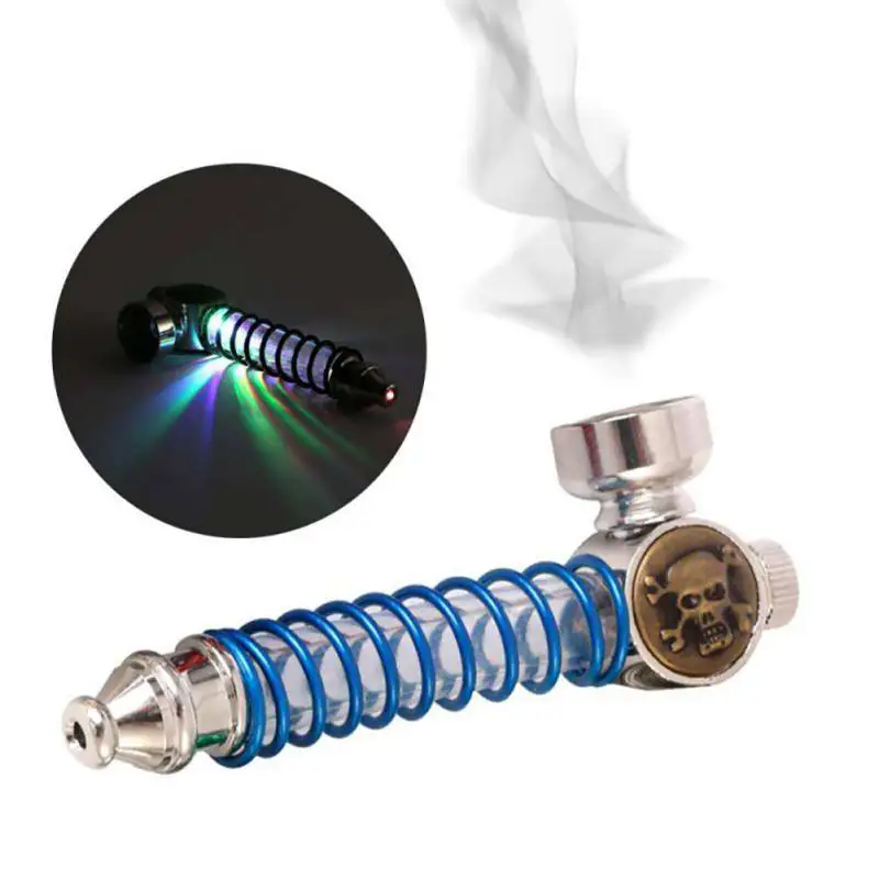 

Creative Skull-Shaped Portable Tobacco Pipes Detachable Glass Smoking Pipe With Colorful Led Light Cigarette Accessory
