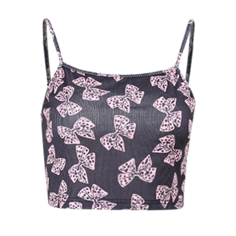 

InsDoit Mall Gothic Ribbed Summer Crop Tops Women Streetwear Sexy Print Harajuku Vintage Camis Sleeveless Elegant Aesthetic Top