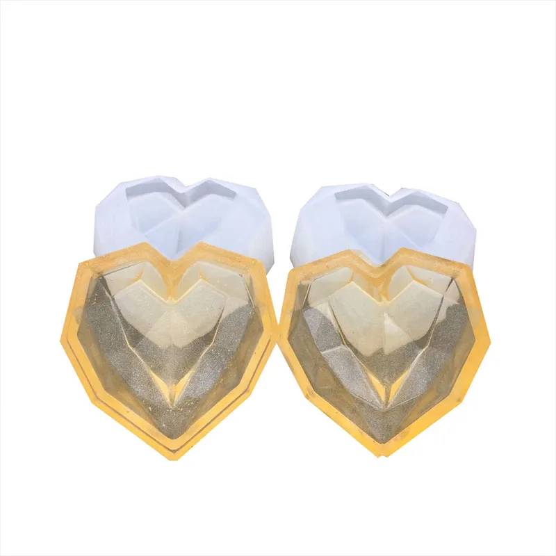

DIY Crystal Epoxy Geometry Love Storage Box Mould Gypsum Diffuse Stone Decoration Baked Silicone Mirror