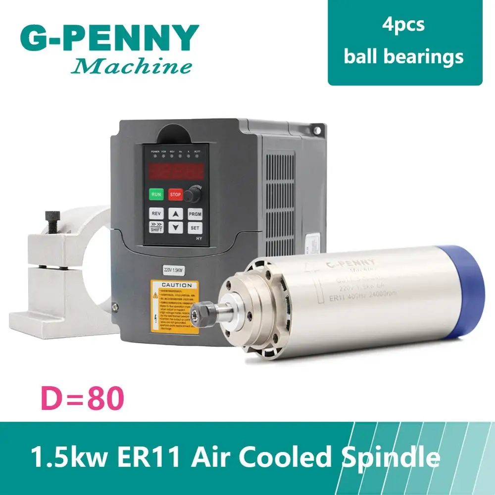 Новый продукт! Двигатель шпинделя с воздушным охлаждением 220 В 1 5 кВт ER11 80 мм 4