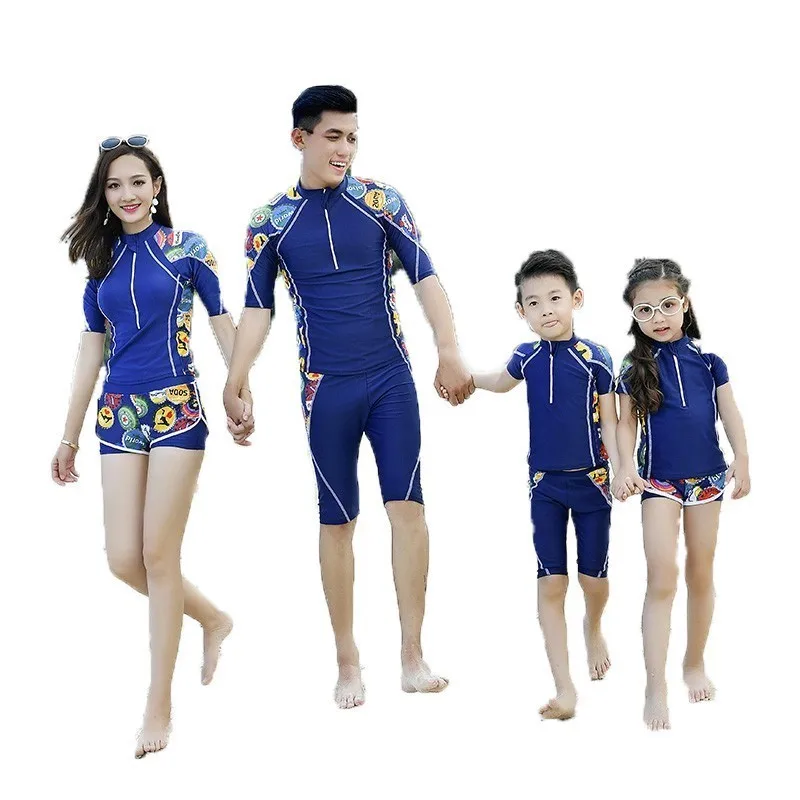 Купальник для родителей и детей комплект пляжной одежды с коротким рукавом
