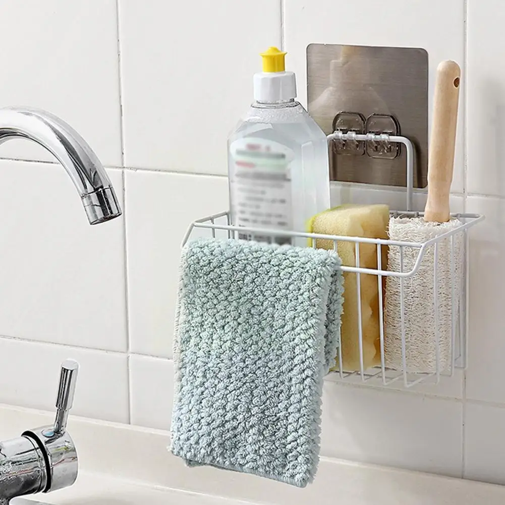 

Hanging Storage Rack Kitchen Rag Dish Cloth Sponge Drain Basket Shampoo Rack Holder Towel Kitchen Bathroom Storage Organize M8S8