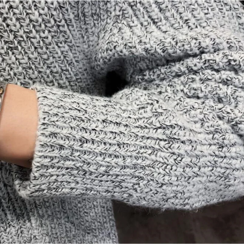 Мужской Хлопковый облегающий пуловер повседневный вязаный джемпер в Корейском