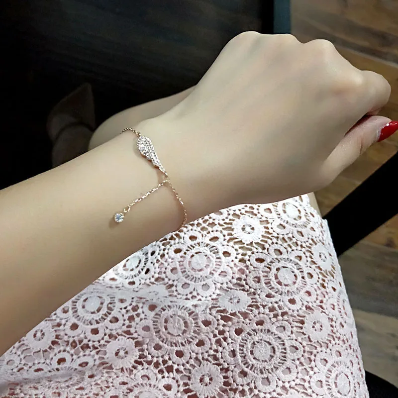 SINLEERY очарование Ангел браслеты с крыльями из розового цвета: золотистый