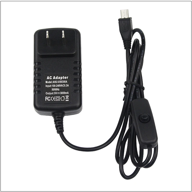Raspberry Pi 3 5V 3A зарядное устройство адаптер переменного тока Micro USB кабель с выключателем питания Banana Pi Pro Модель B+ Plus