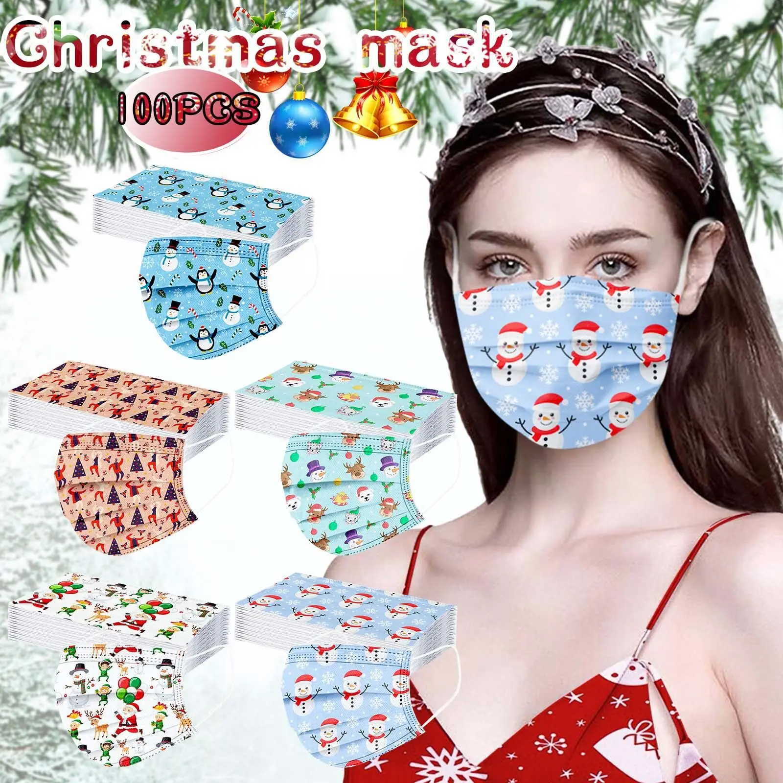 

10000pcs Adult mask Christmas decoration Santa Claus snowman Elk mask Christmas decoration gift