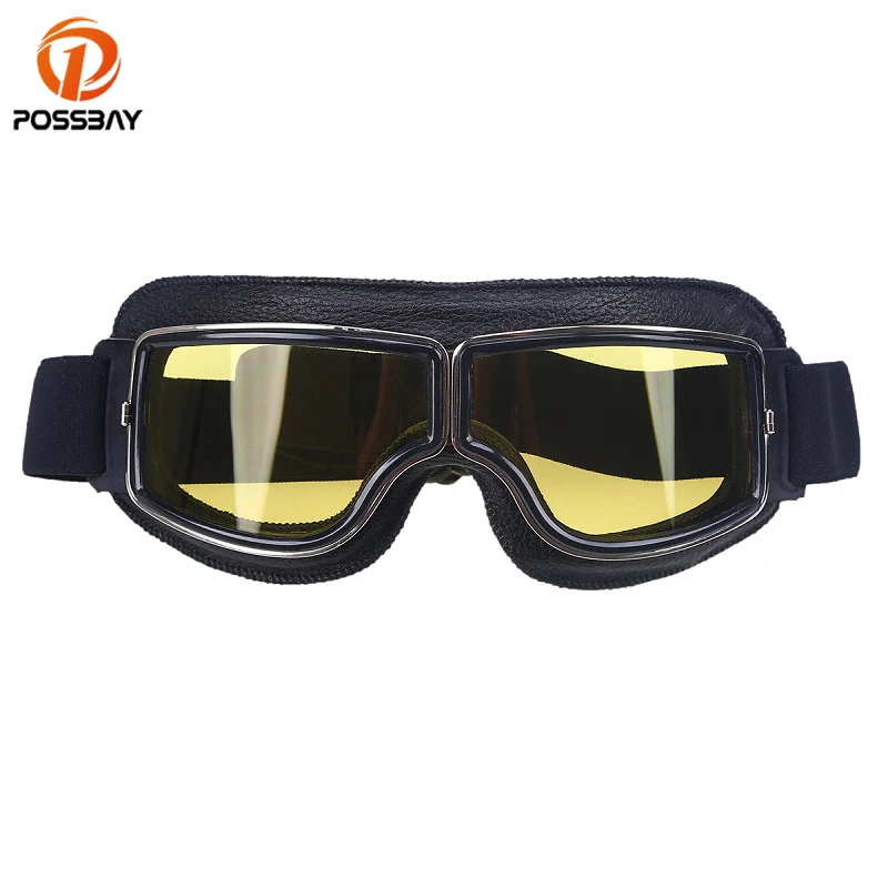 Мотоциклетные очки POSSBAY в стиле ретро пилота для мотокросса кожаный шлем лыжные