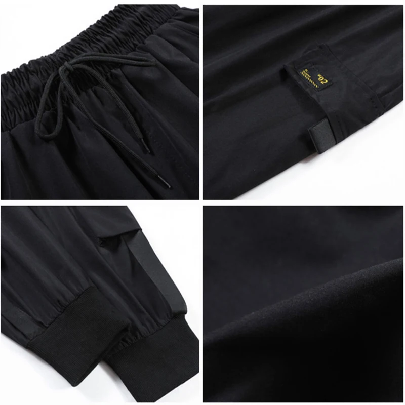 

Streetwear Cargo Pants Women Casual BF High Waist Loose Straight Pants Female Chain Buckle Ribbon Pockets Trouser Ladies Joggers