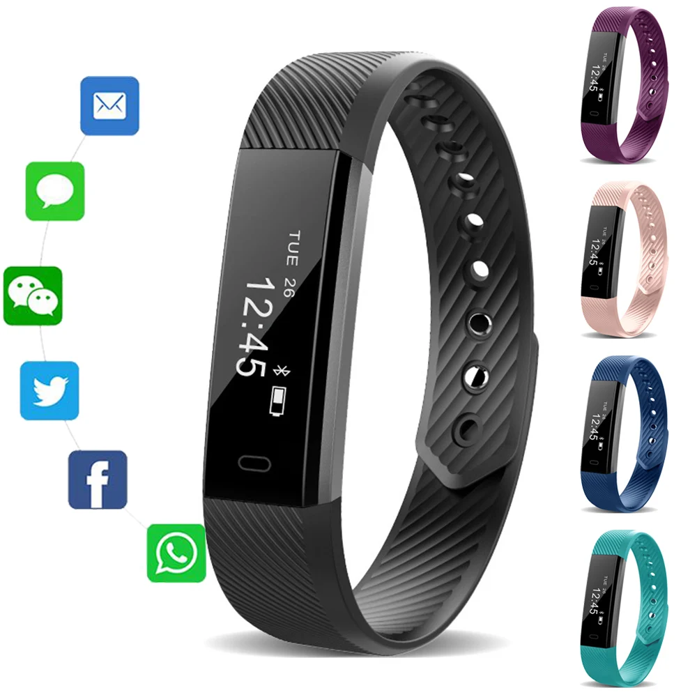 ID115 умный Браслет фитнес трекер счетчик шагов будильник Вибрация Bluetooth браслет