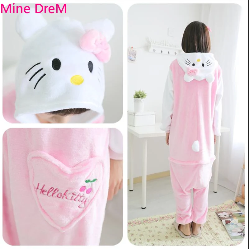 Кигуруми комбинезон пижама животные мультфильм белый рукав котенок кошка костюм