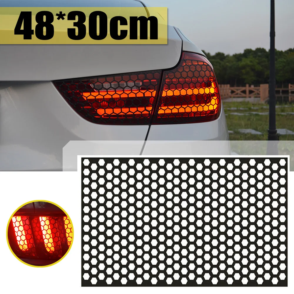 

Black Car Rear Tail Light Honeycomb Stickers Car Exterior Accessories Taillight Lamp Cover For All Car Models