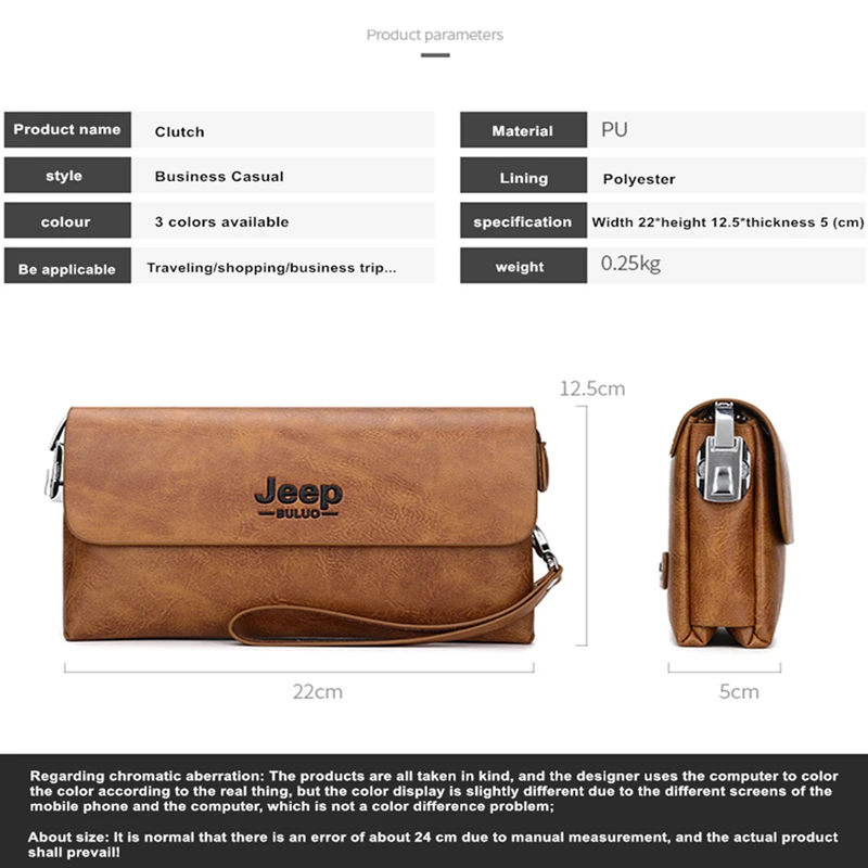 jeep buluo brand pu leather clutch bag in three colors new style mens wallet long card bag mens wallet zipper large capac free global shipping