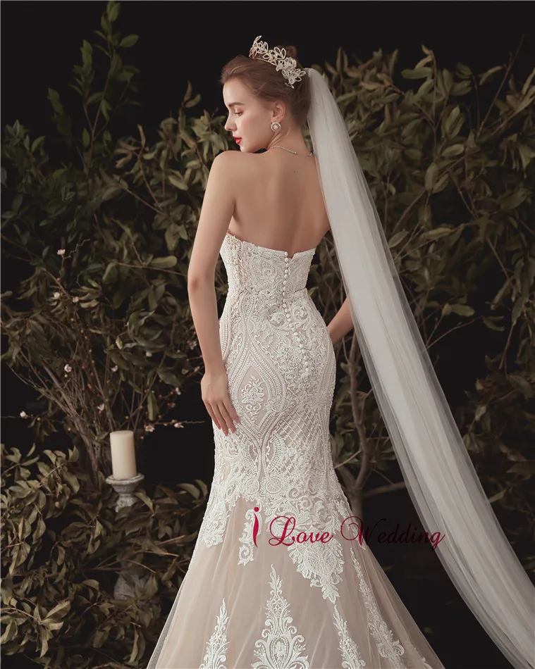 Vestido de novia 2020 Sweetheart Lace Wedding Dress Nude Lining Mermaid Luxury Bridal Gown Elegant Boho bridal | Свадьбы и торжества
