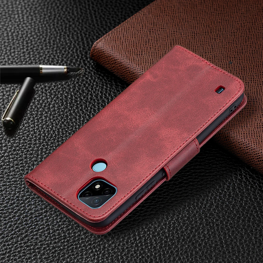 Realme C15 Leather Flip Case For OPPO Realme C21 Case sFor OPPO Realme C12 C15 C20 C25 Coque Magnetic Stand Book Phone Cover