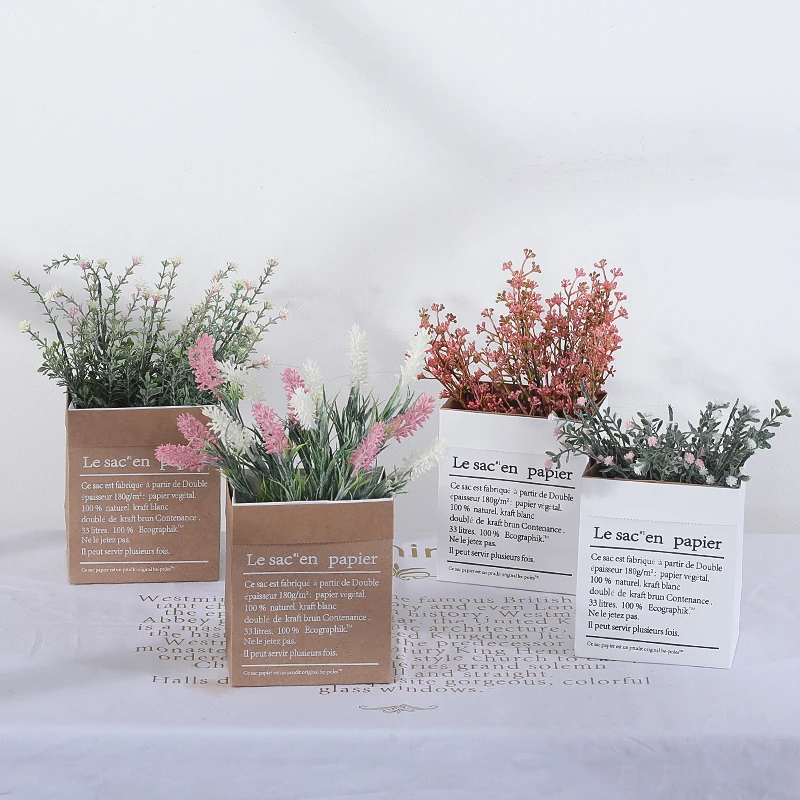 

Living Room Fake Flower Vase Nordic Style Minimalist Tabl Ornament Vases Design Kraft Paper Bedroom Decoration Salon Home Decor