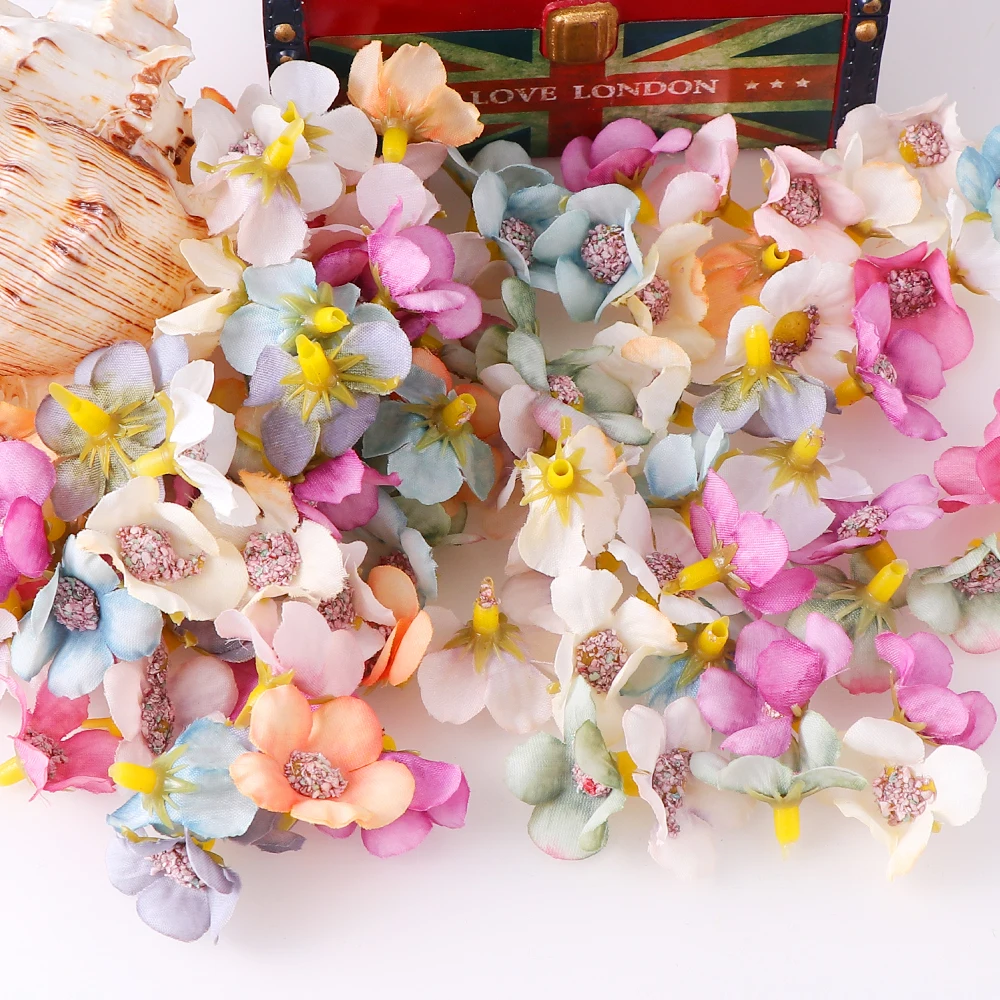 

1000pcs 2cm Multicolor Mini Daisy Flower Head Silk Artificial Flower Wedding Decoration DIY Party Home Decor Wreath Headdress