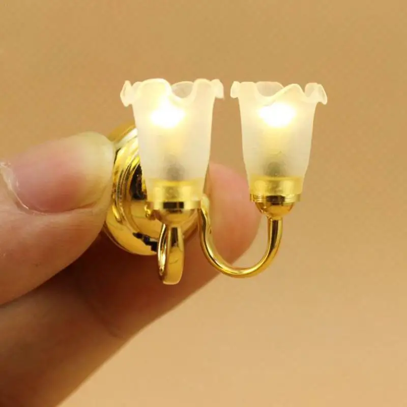 

Dollhouse Miniature Double Flower Bud Wall with Sale Accessories Hot Button Toys Lamp Dollhouse Switch Lamp Led