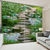 3d curtain modern luxury 3d curtains drapes for bedroom living room office hotel cortinas pond lotus leaf stone road