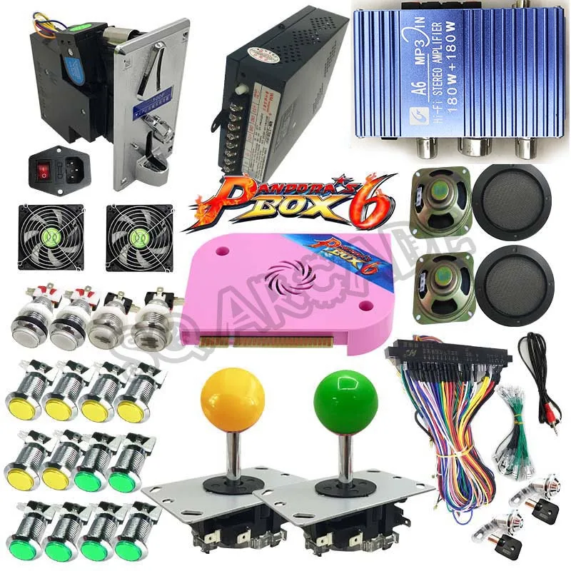 

Newest arcade kits DIY Pandora Box 6 Plus 1300 in 1 CGA/VGA/HDMI output With arcade joystick pushbuttons jamma looms IEC socket