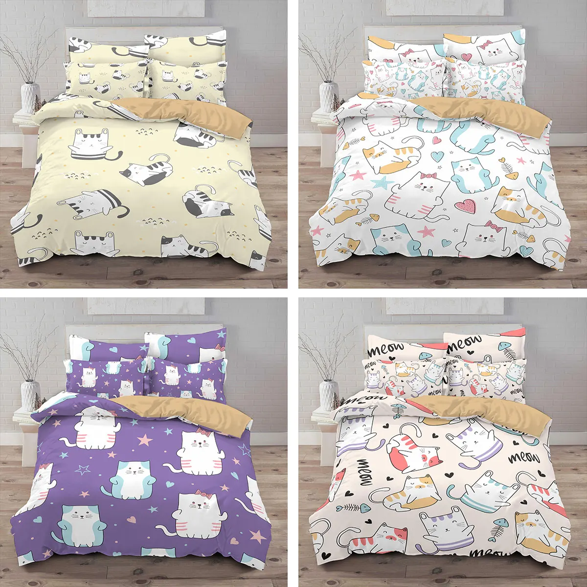 

Детский комплект постельного белья с 3d-изображением мультяшных животных, комплект пододеяльников, 2/3 шт., пододеяльник с рисунком животных ...